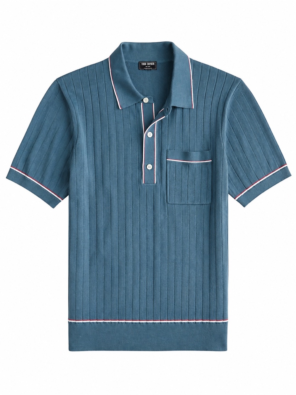 Todd Snyder Cotton Silk Tipped Riviera Sweater Knit Polo Blue Sprice
Size Small